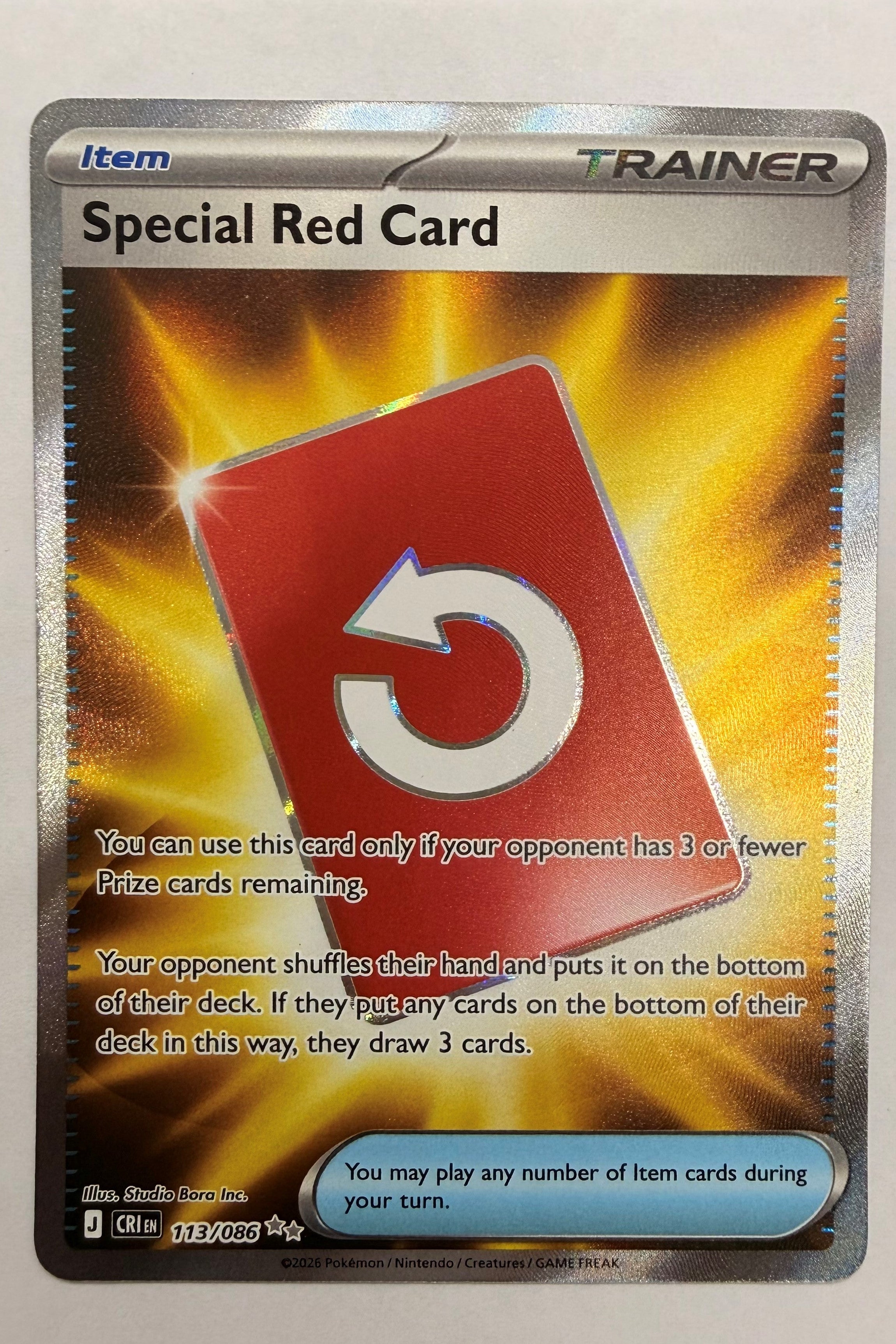 Special Red Card 113/086 Full Art Ultra Rare NM - Chaos Rising