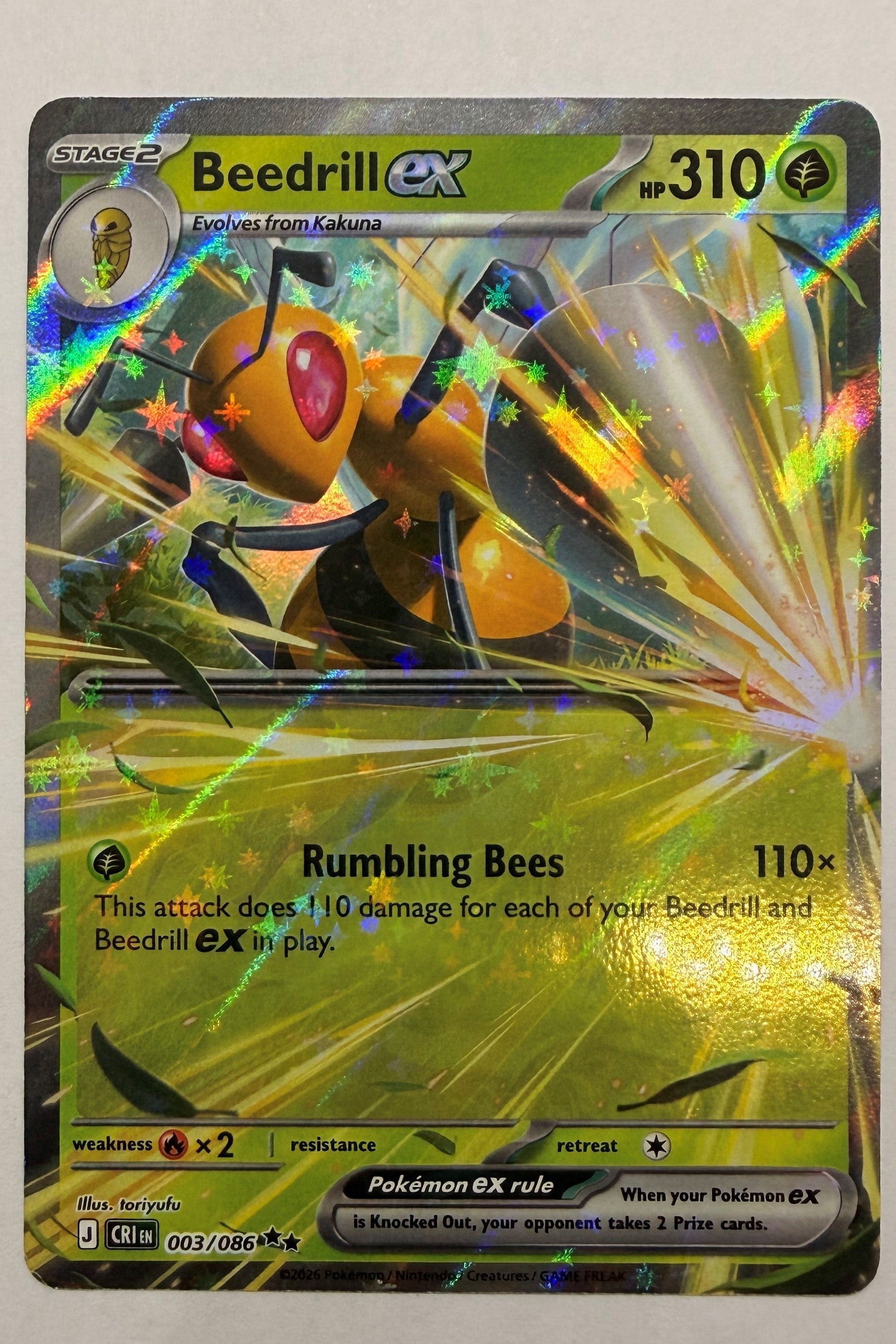 Beedrill ex 003/086 Double Rare NM- Chaos Rising