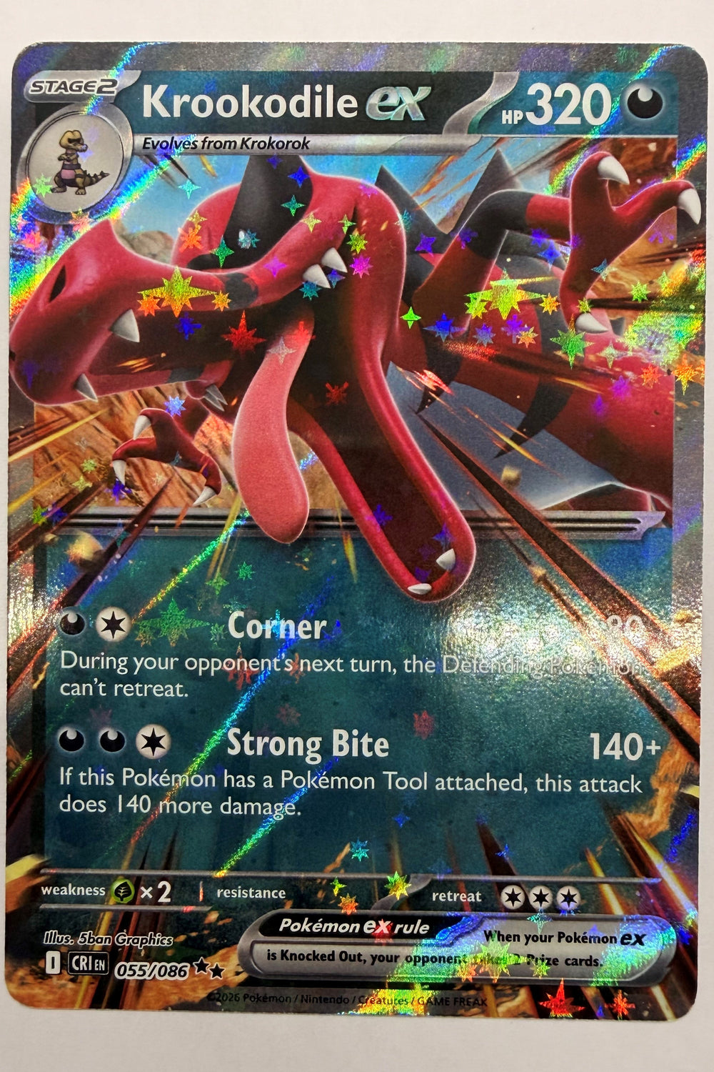 Krookodile ex 055/086 Double Rare NM- Chaos Rising
