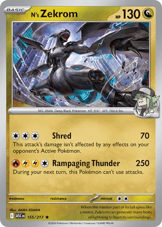 155/217 N's Zekrom - Rare Reverse Holo