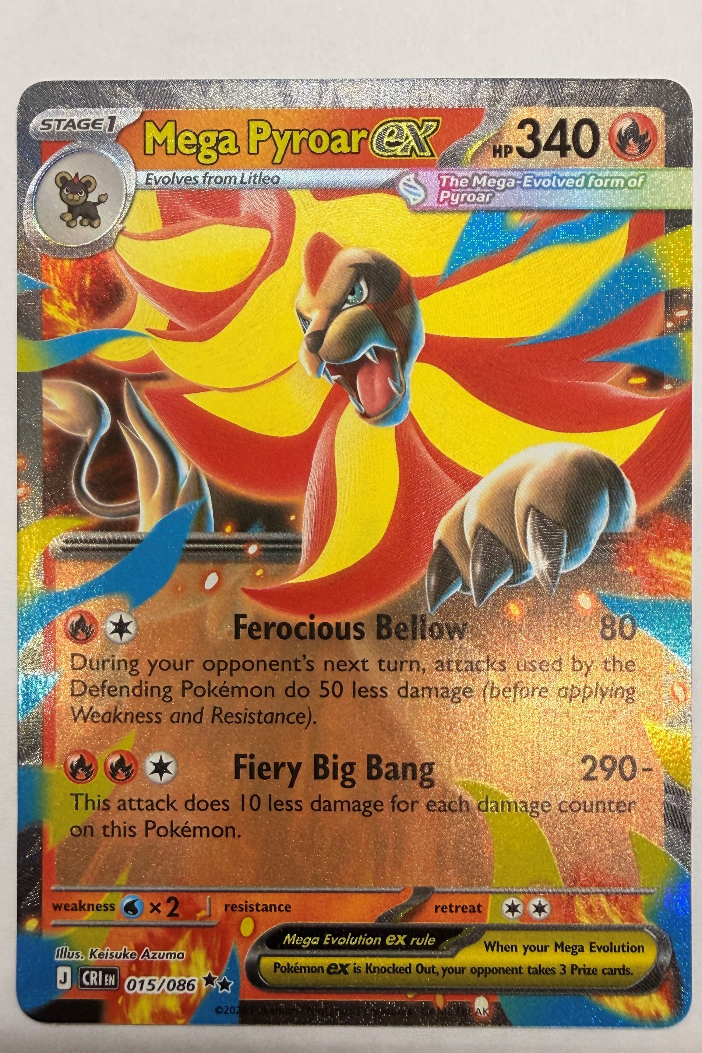 Mega Pyroar ex 015/086 Double Rare NM- Chaos Rising