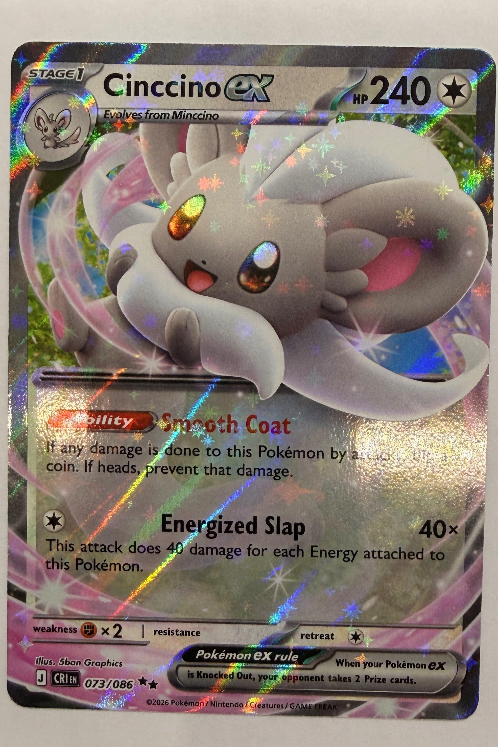 Cinccino ex 073/086 Double Rare NM- Chaos Rising