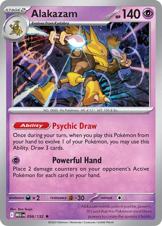 056/132 Alakazam - Rare Reverse Holo