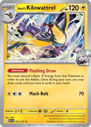 072/217 Iono's Kilowattrel - Rare Holo