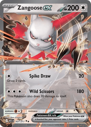 167/217 Zangoose ex - Double Rare