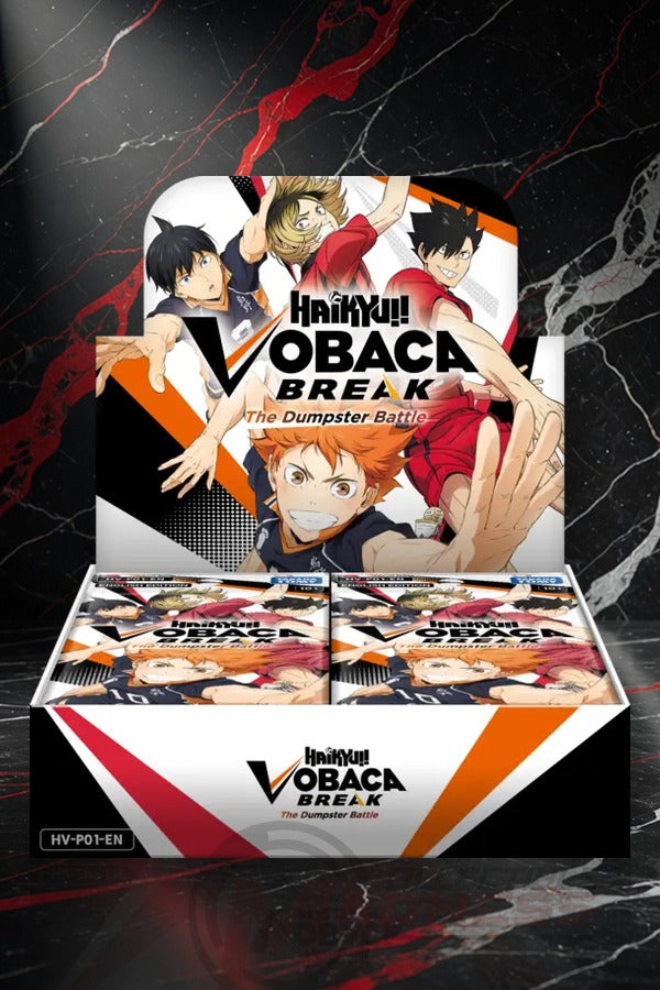 Haikyu!! VOBACA!! BREAK HV-P01 The Dumpster Battle Booster Box Vol.1, front on red marble