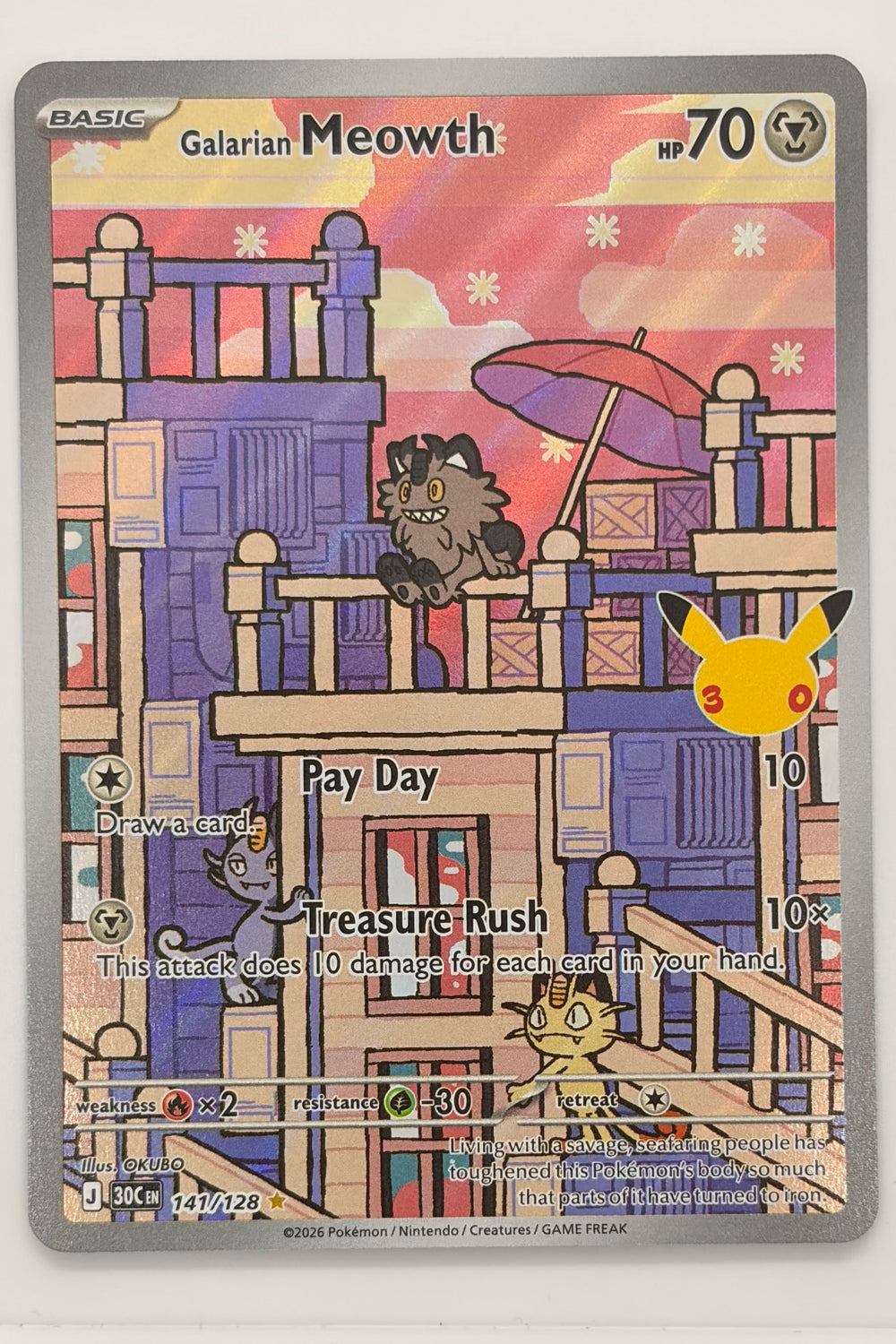 141/128 Galarian Meowth - Illustration Rare