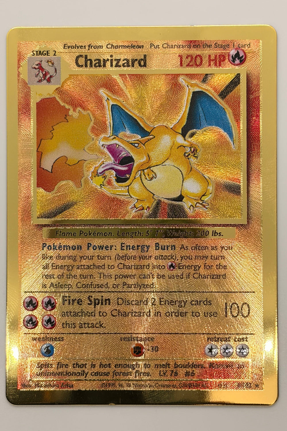 Charizard Metal Gold Card UPC Pokemon 25th Anniversary Celebrations 4/102