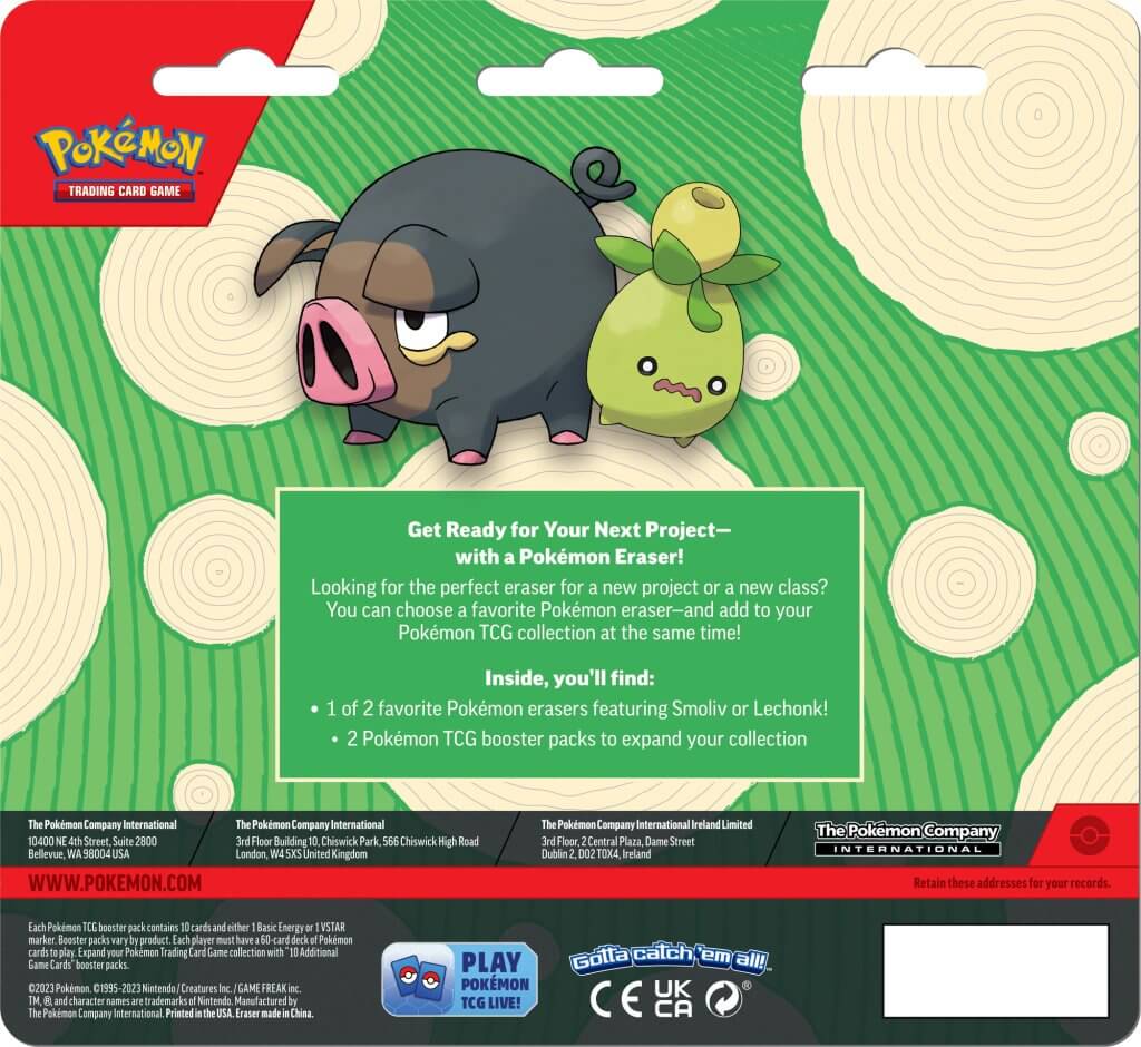 Pokemon - TCG - Two Pack Eraser Blister - Collectible Madness