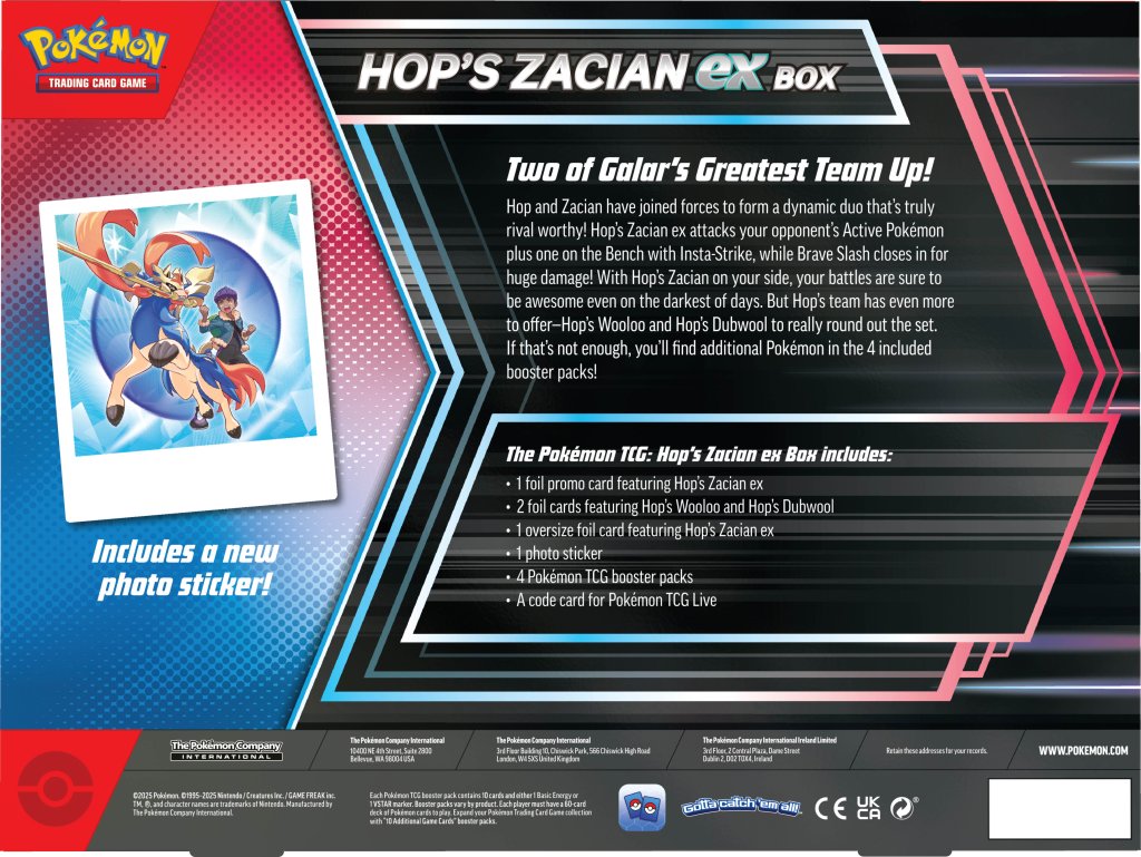 Pokemon - TCG - Hop's Zacian ex Box