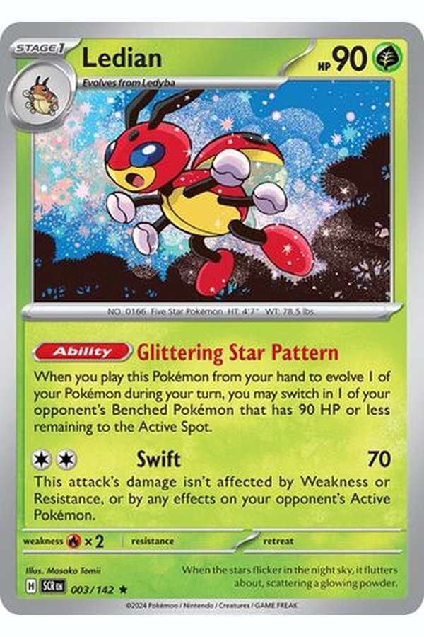 003/142 Ledian - Rare Holo
