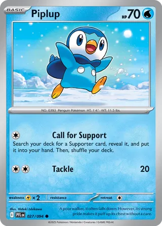 027/094 Piplup - Common Reverse Holo