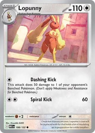 108/132 Lopunny - Common Reverse Holo