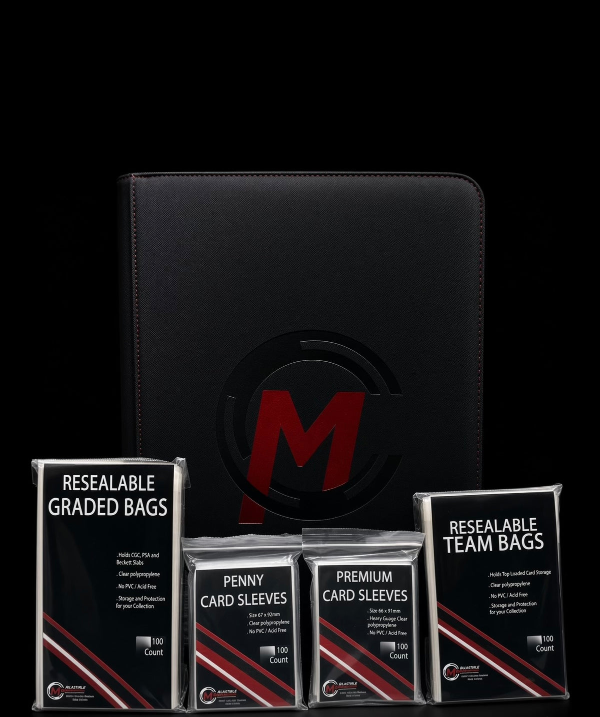 Premium Zipper Binder Black 9pkt Bundle - Collectible Madness