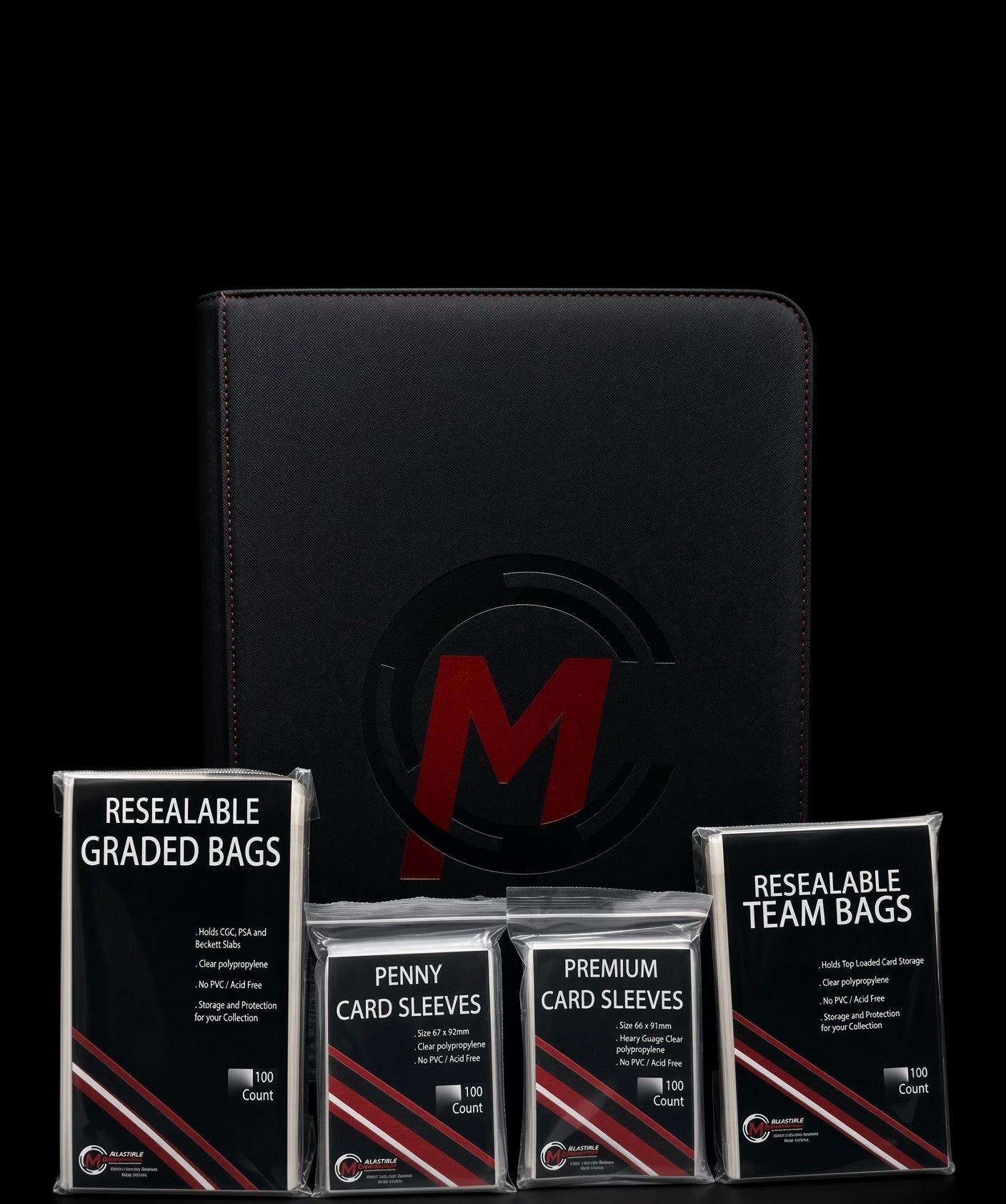 Premium Zipper Binder Black 9pkt Bundle - Collectible Madness