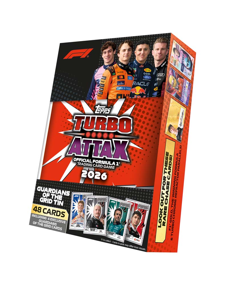 F1 Topps Turbo Attax 2026 Mega Tin Guardians of the Grid display box