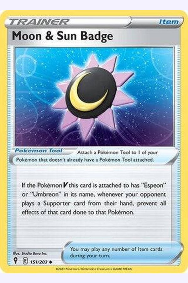 151/203 Moon & Sun Badge - Uncommon Reverse Holo - Collectible Madness