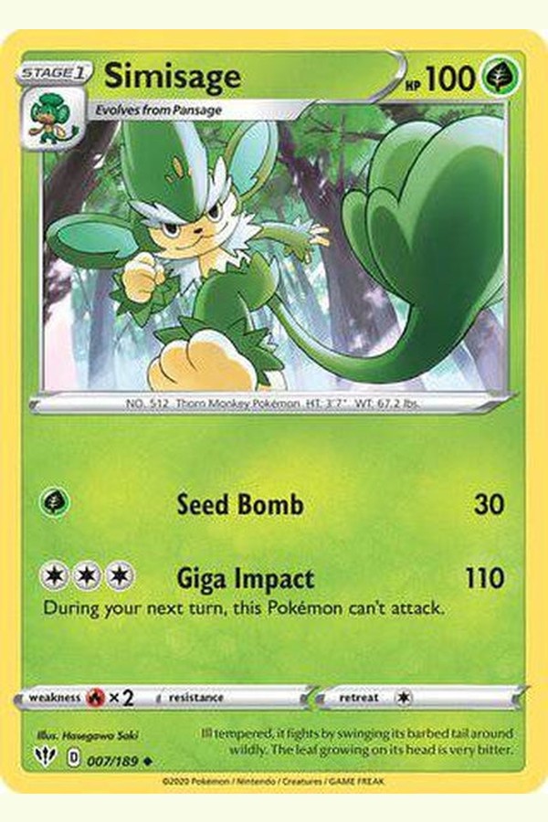 007/189 Simisage - Uncommon - Collectible Madness