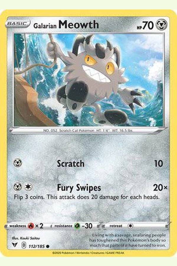 112/185 Galarian Meowth - Common - Collectible Madness