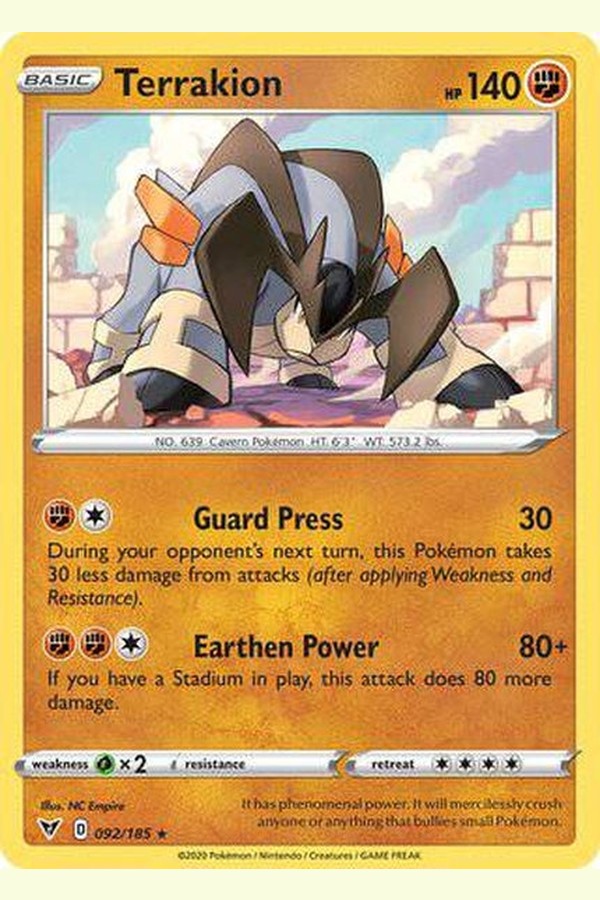 092/185 Terrakion - Rare - Collectible Madness