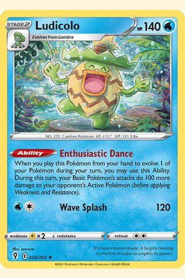 034/203 Ludicolo - Rare Holo - Collectible Madness
