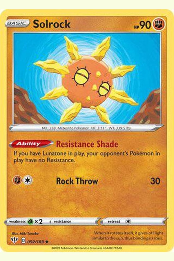 092/189 Solrock - Uncommon - Collectible Madness