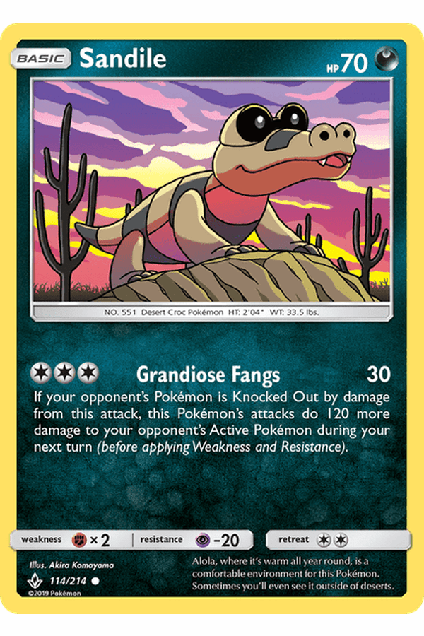 114 / 214 Sandile - Common - Collectible Madness