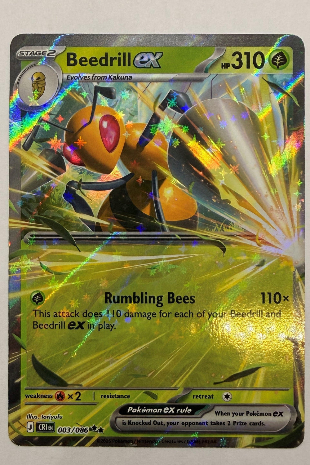 Beedrill ex 003/086 Double Rare NM- Chaos Rising