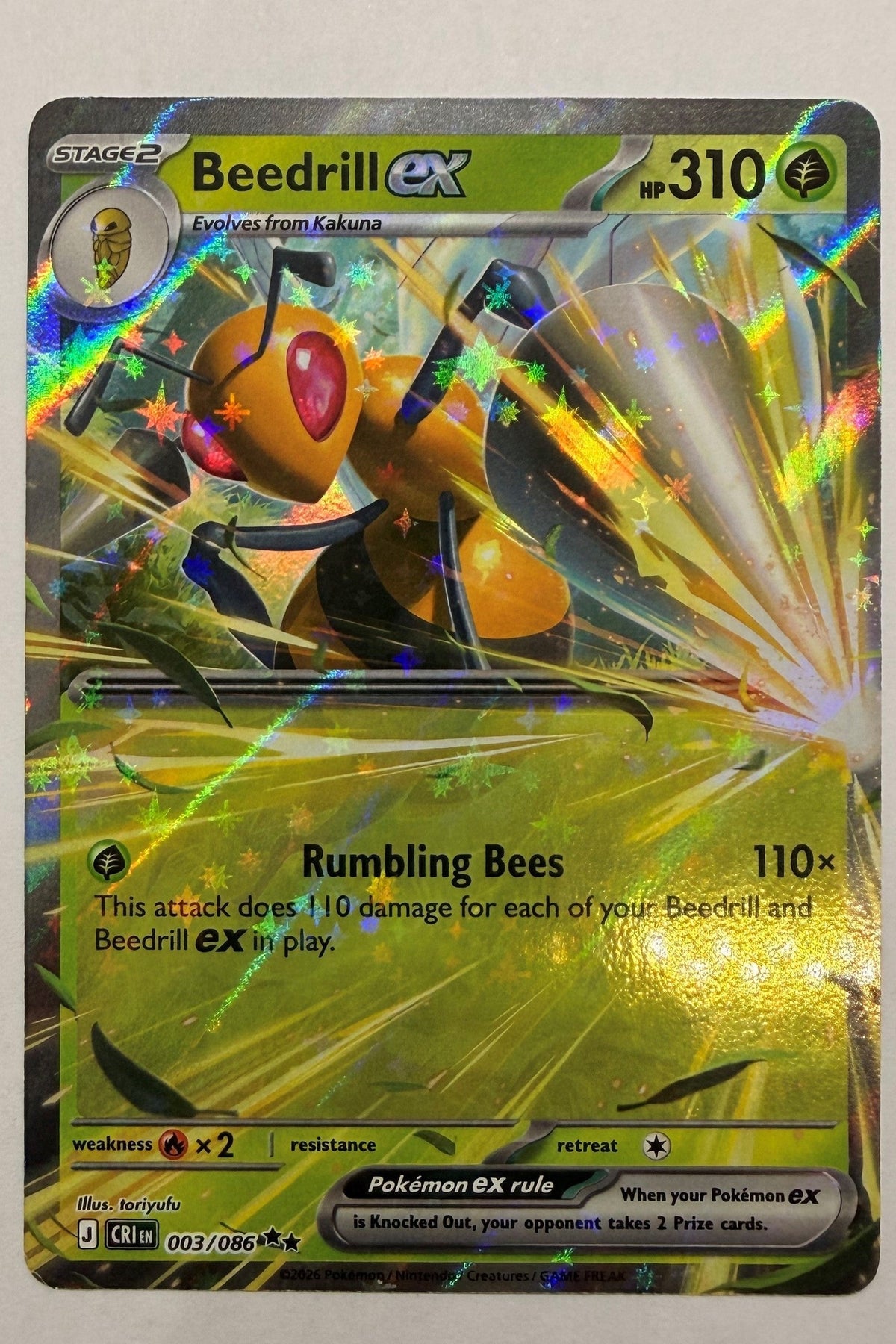 Beedrill ex 003/086 Double Rare NM- Chaos Rising