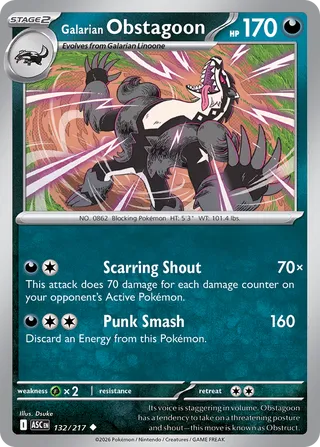 132/217 Galarian Obstagoon - Uncommon