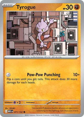 071/132 Tyrogue - Common Reverse Holo