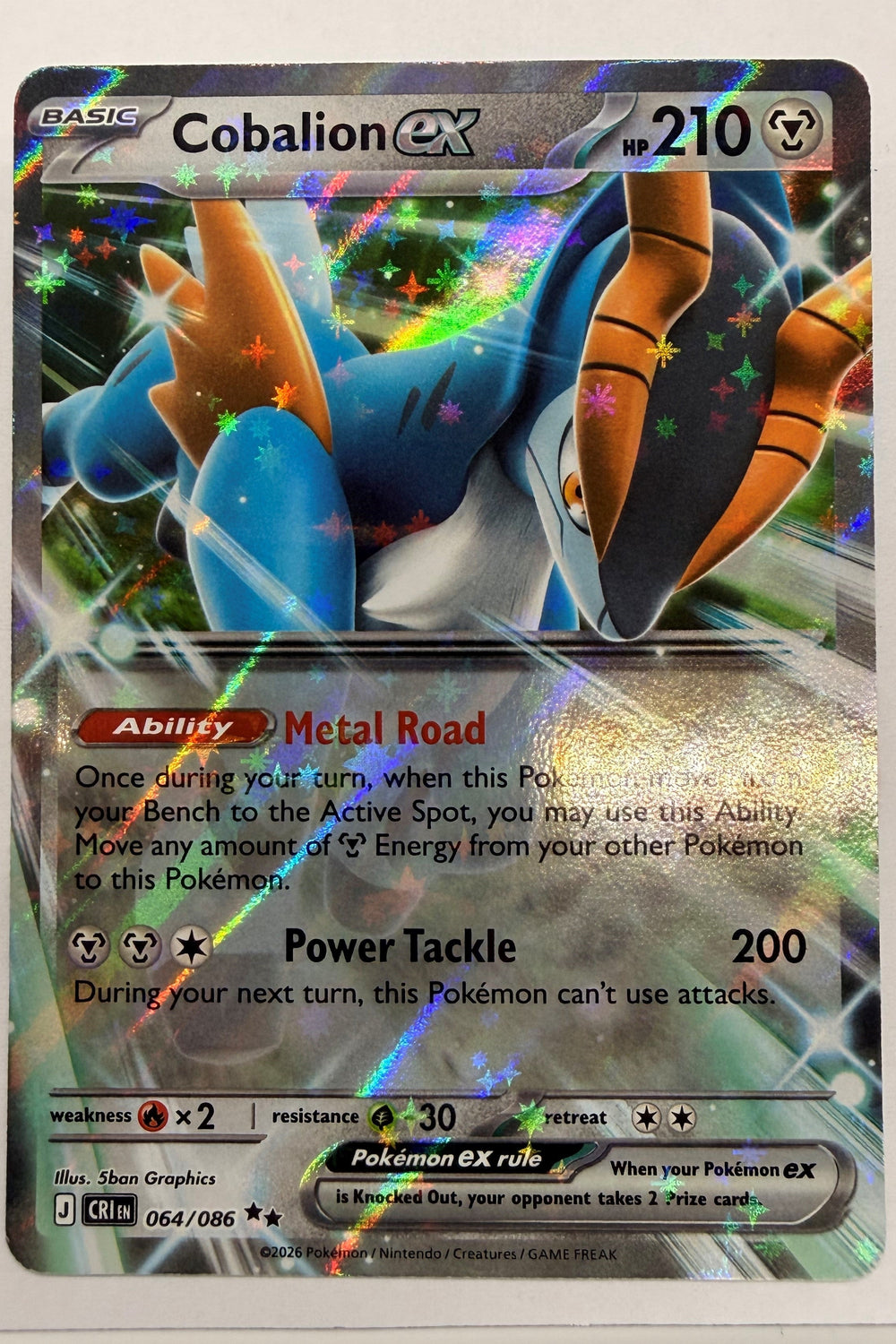Cobalion ex 064/086 Double Rare NM- Chaos Rising