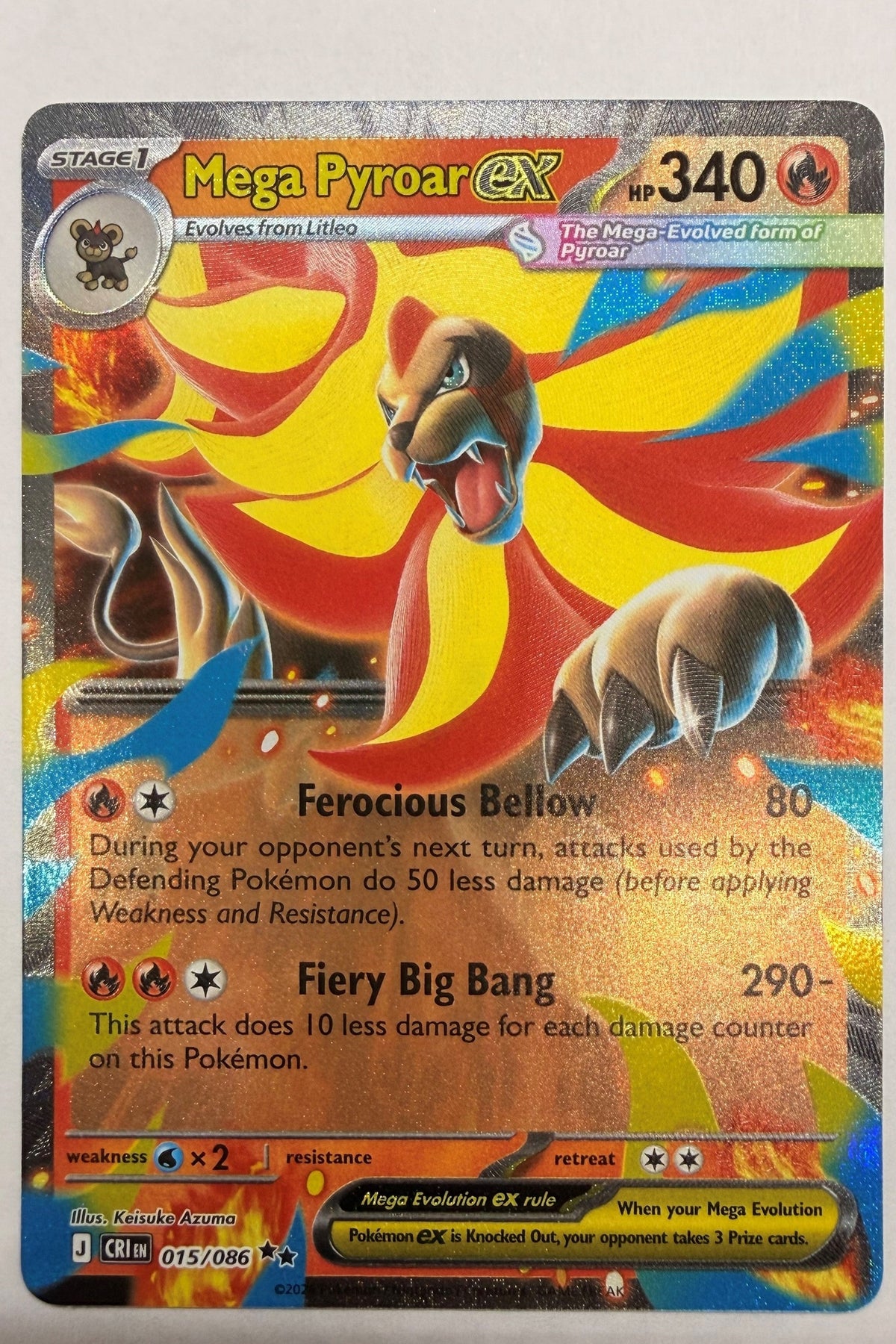 Mega Pyroar ex 015/086 Double Rare NM- Chaos Rising
