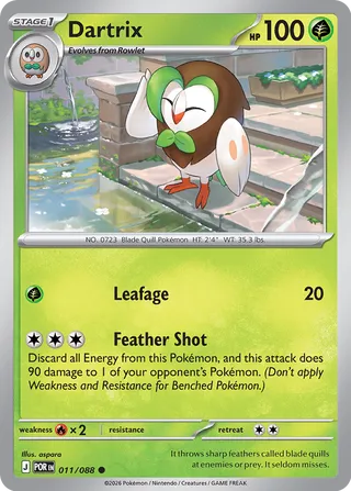 011/088 Dartrix - Common Reverse Holo