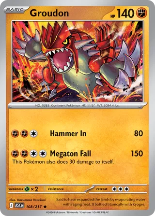 108/217 Groudon - Rare Holo