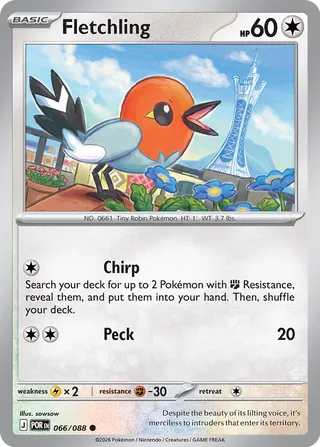 066/088 Fletchling - Common Reverse Holo