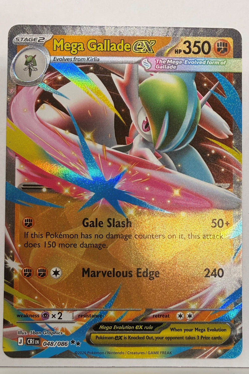 Mega Gallade ex 048/086 Double Rare NM- Chaos Rising