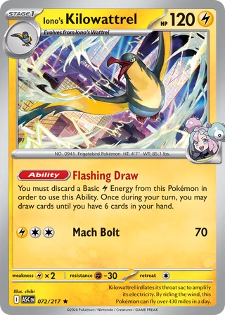 072/217 Iono's Kilowattrel - Rare Holo