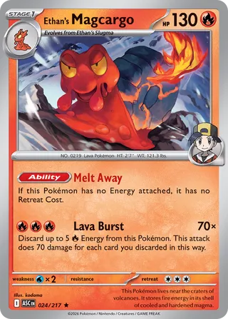024/217 Ethan's Magcargo - Rare Holo