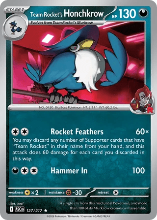 127/217 Team Rocket's Honchkrow - Rare Reverse Holo