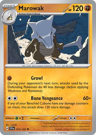 073/142 Marowak - Uncommon Reverse Holo