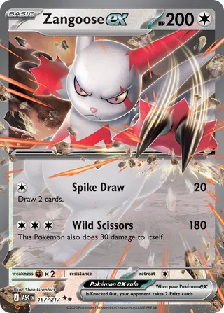 167/217 Zangoose ex - Double Rare