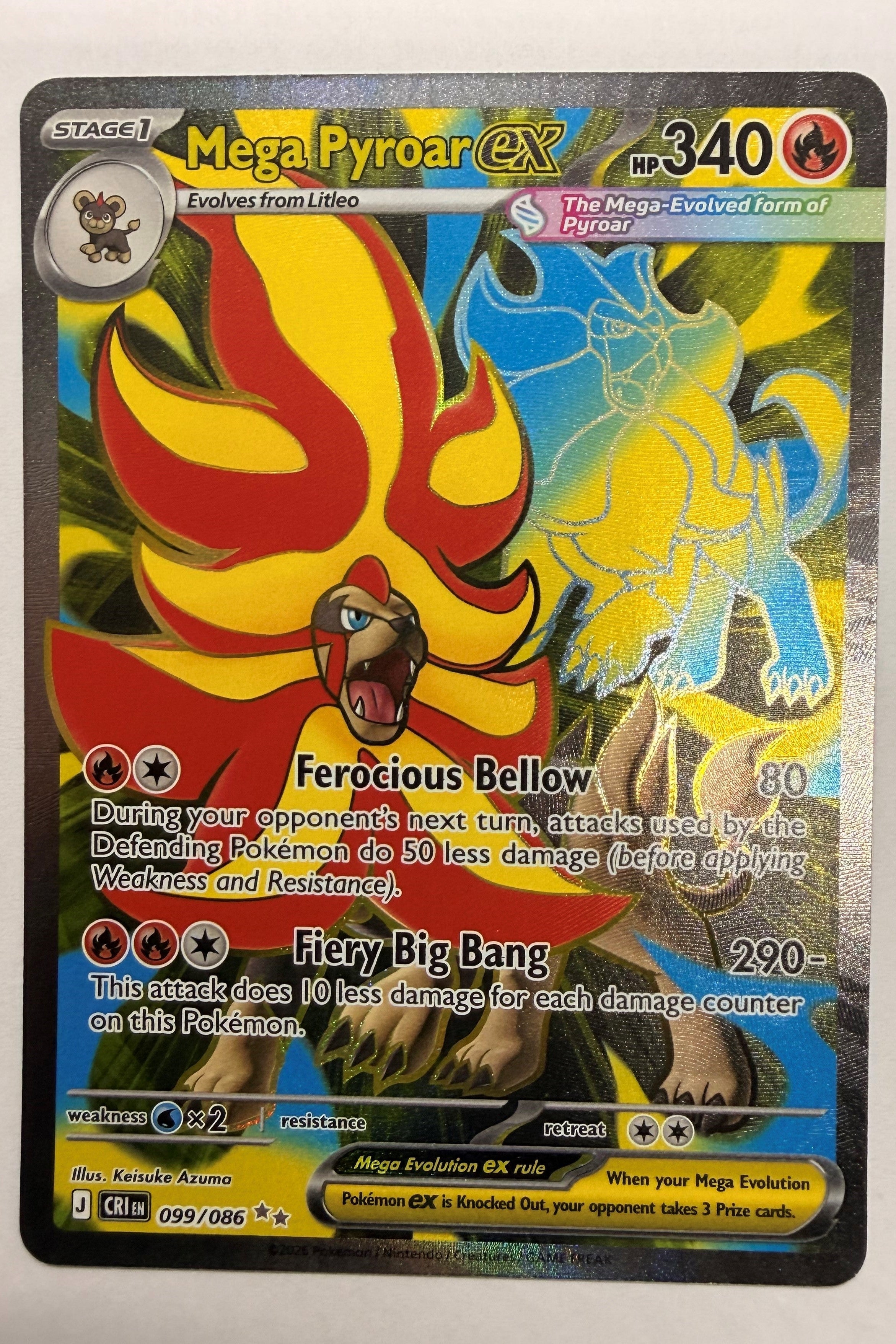 Mega Pyroar 099/086 Full Art Ultra Rare NM - Chaos Rising