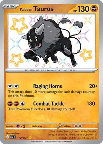 172/091 Paldean Tauros - Shiny Rare