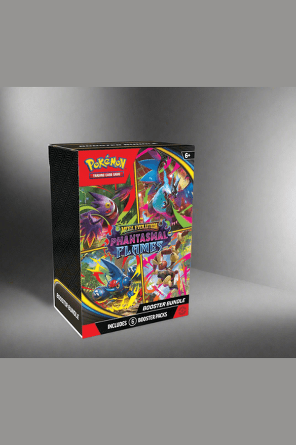 Pokémon trading card game booster bundle packaging with colorful designs on a white background