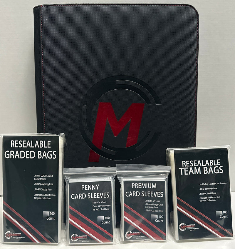 Premium Zipper Binder Black 9pkt Bundle - Collectible Madness