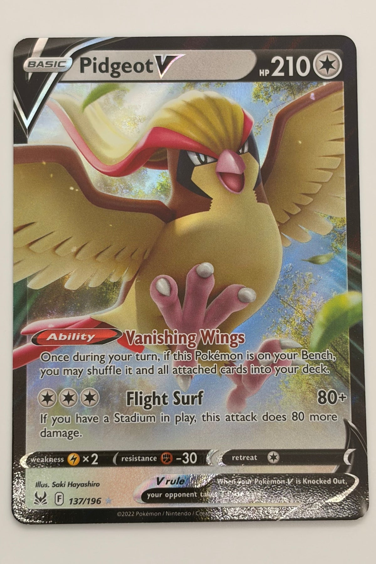 137/196 Pidgeot V - Holo Rare V