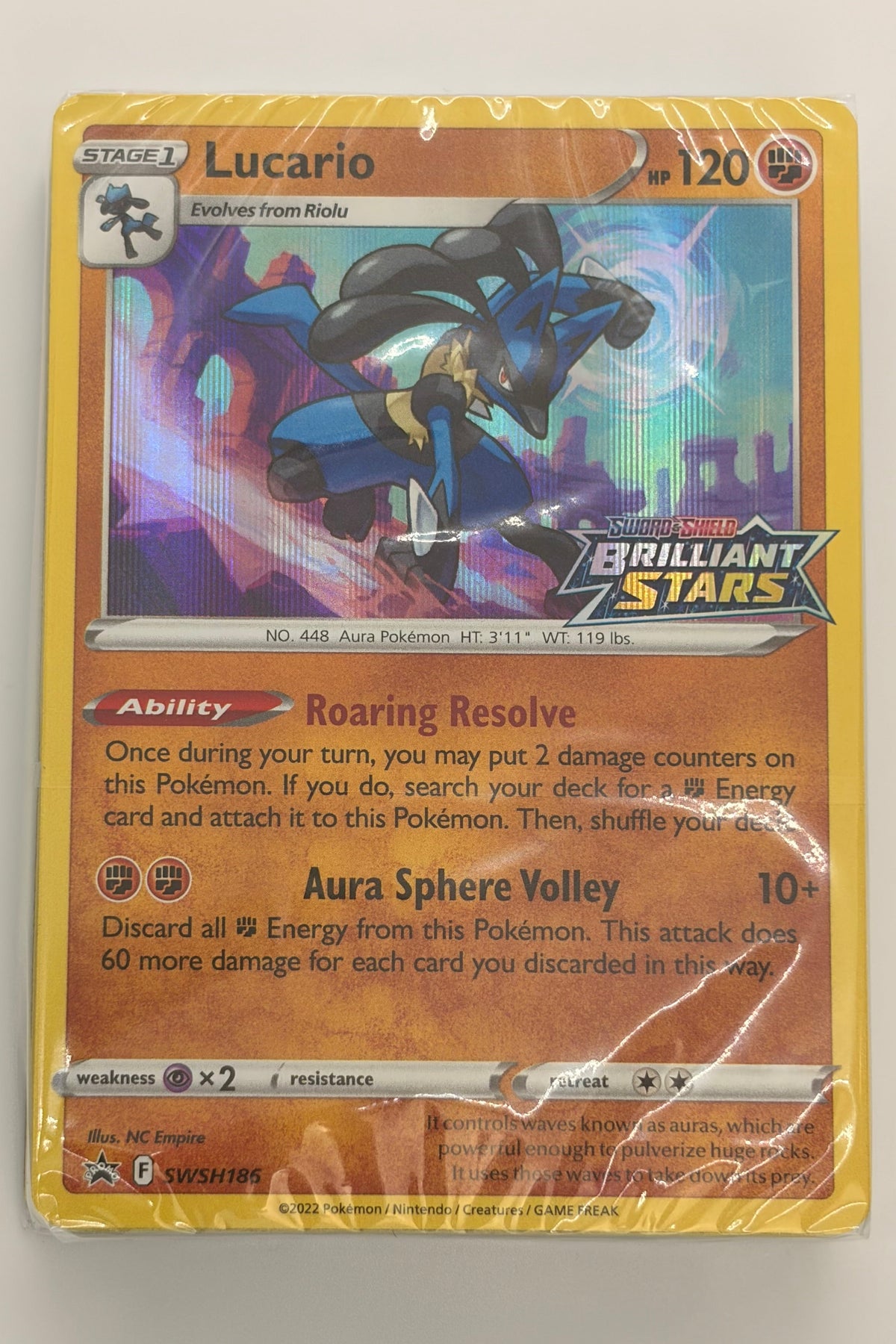 Lucario (Prerelease) SWSH186 - Brilliant Stars - Black Star Promo Sealed NM