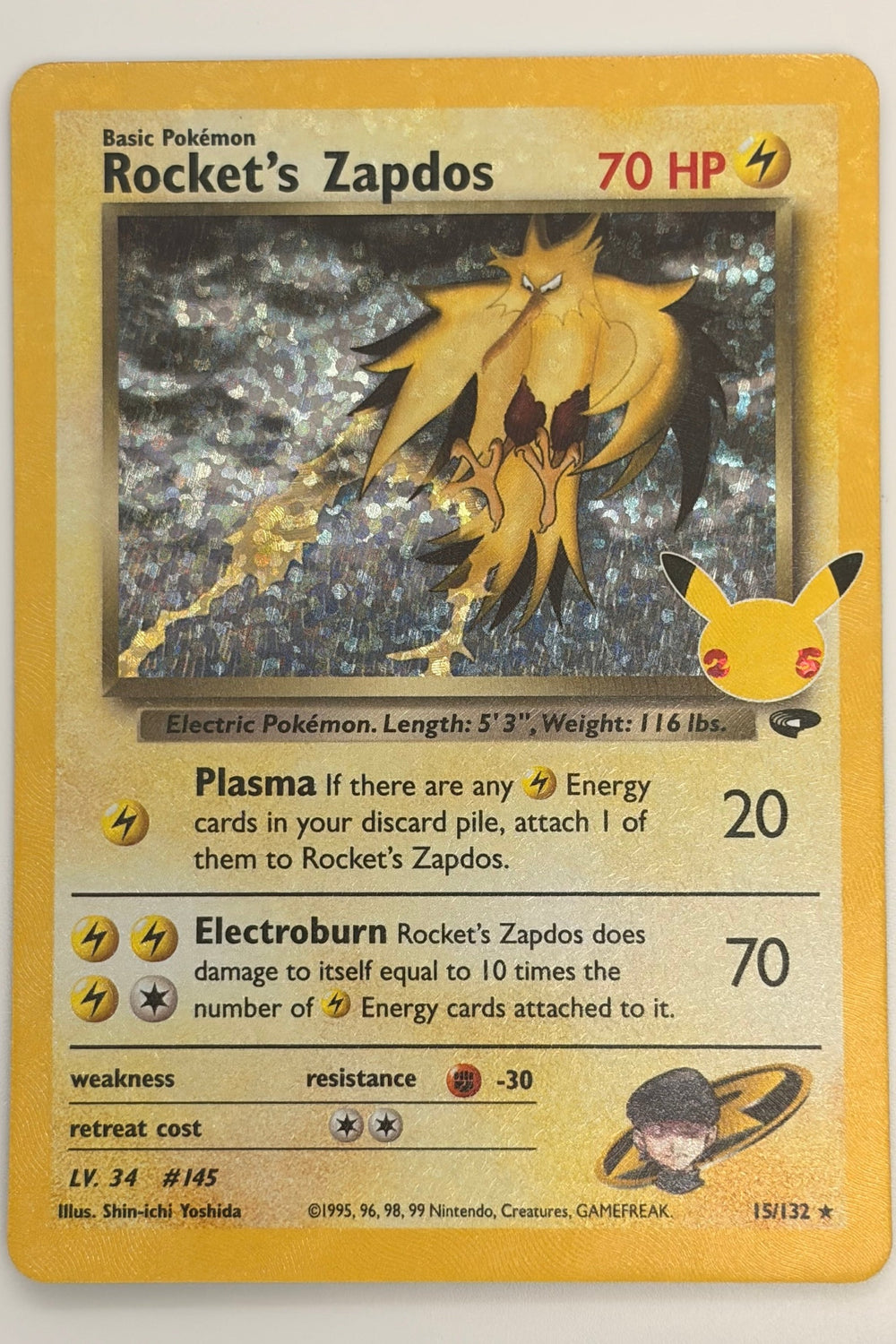 15/132 Rocket's Zapdos - Rare Holo