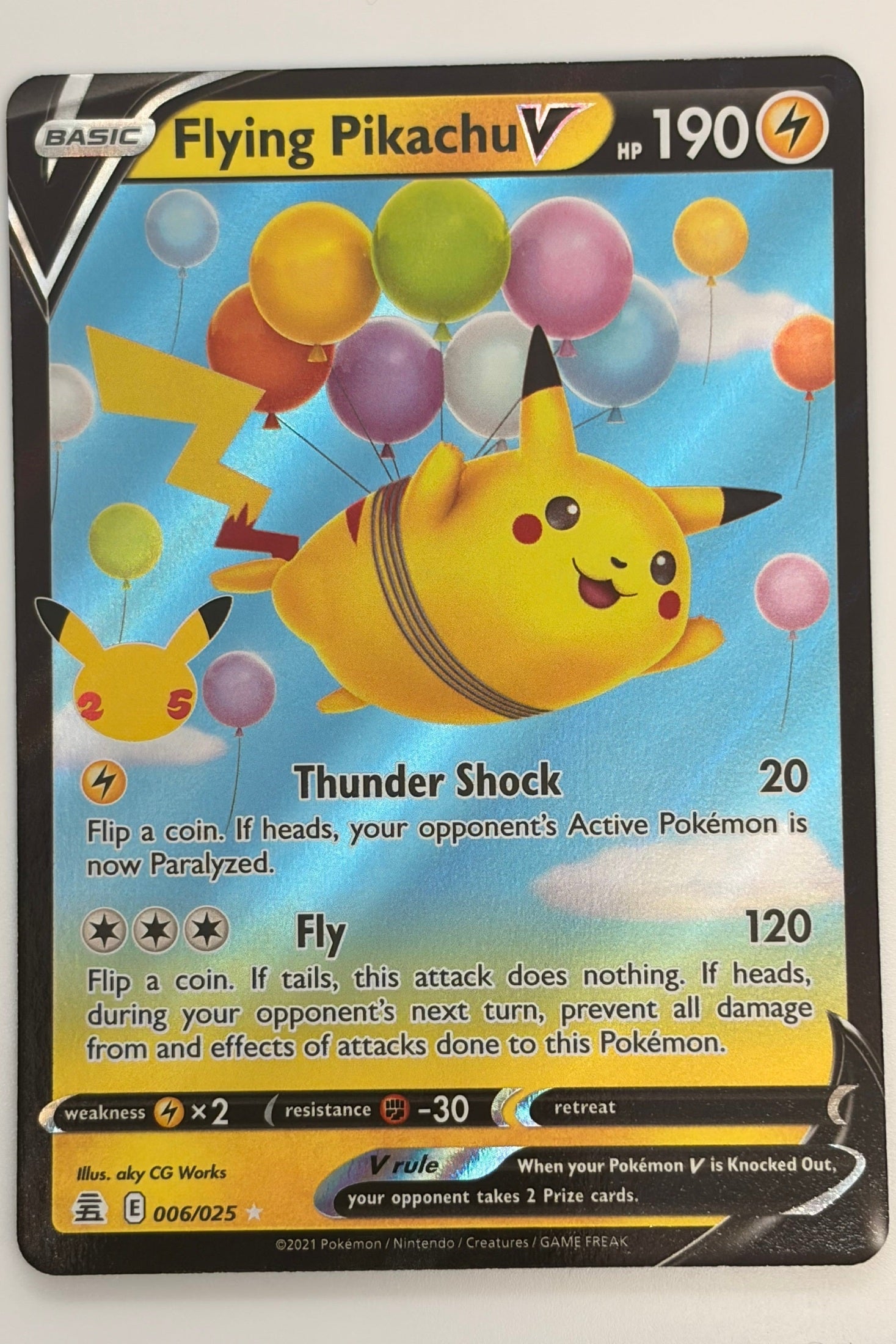 006/025 Flying Pikachu V - Rare Holo